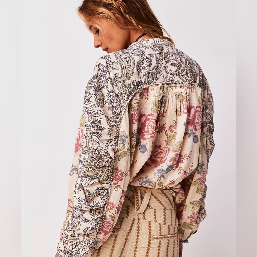 #11 FREE PEOPLE MARAYA PRINTED TOP ANTIQUE COMBO SIZE MEDIUM - Picture 3 of 7
